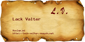 Lack Valter névjegykártya